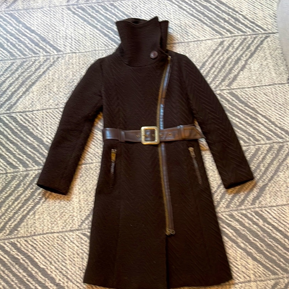 Mackage, chocolate brown, lined, wool, 3/4 length winter coat.